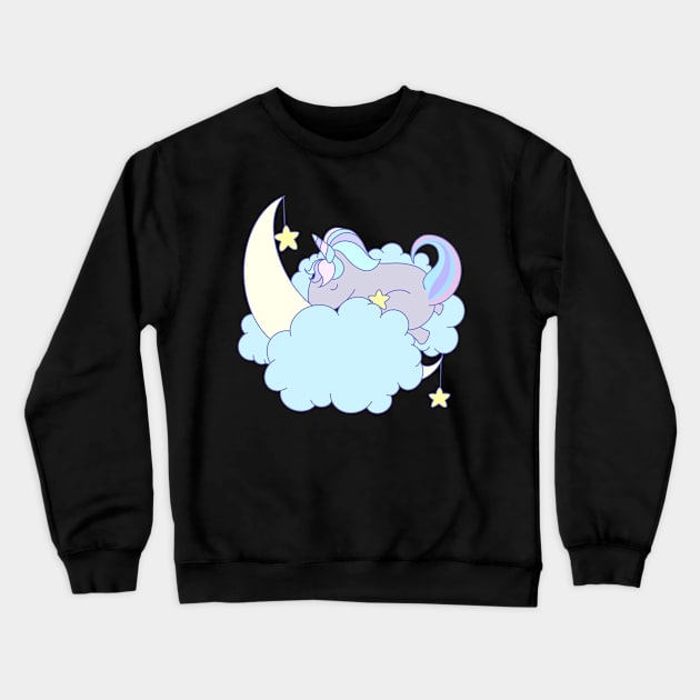 Cute Kawaii Unicorn Sleeping Crewneck Sweatshirt by The happy Doodler